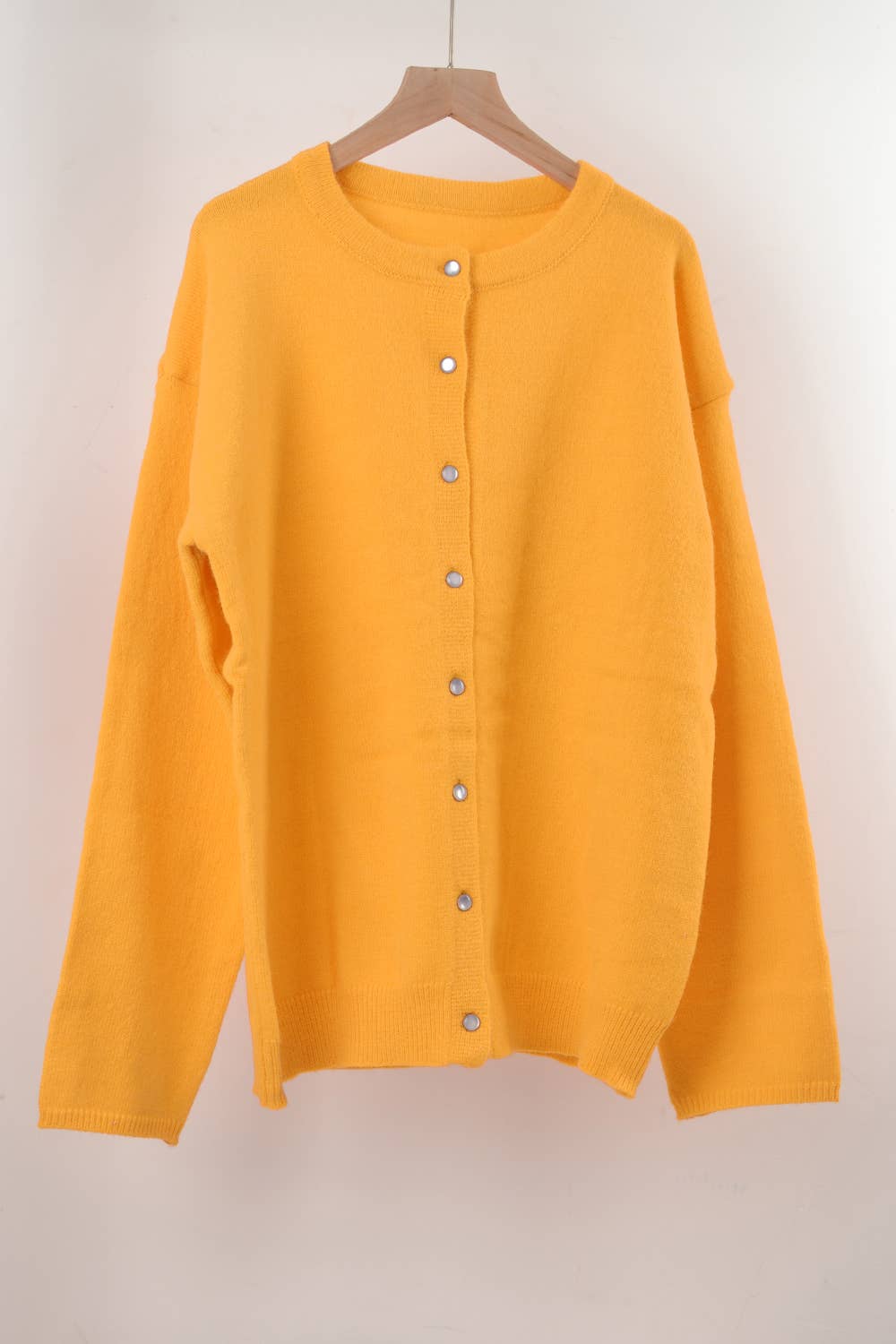 TEMPERAMENT BUTTON KNIT SOLID COLOR CARDIGAN