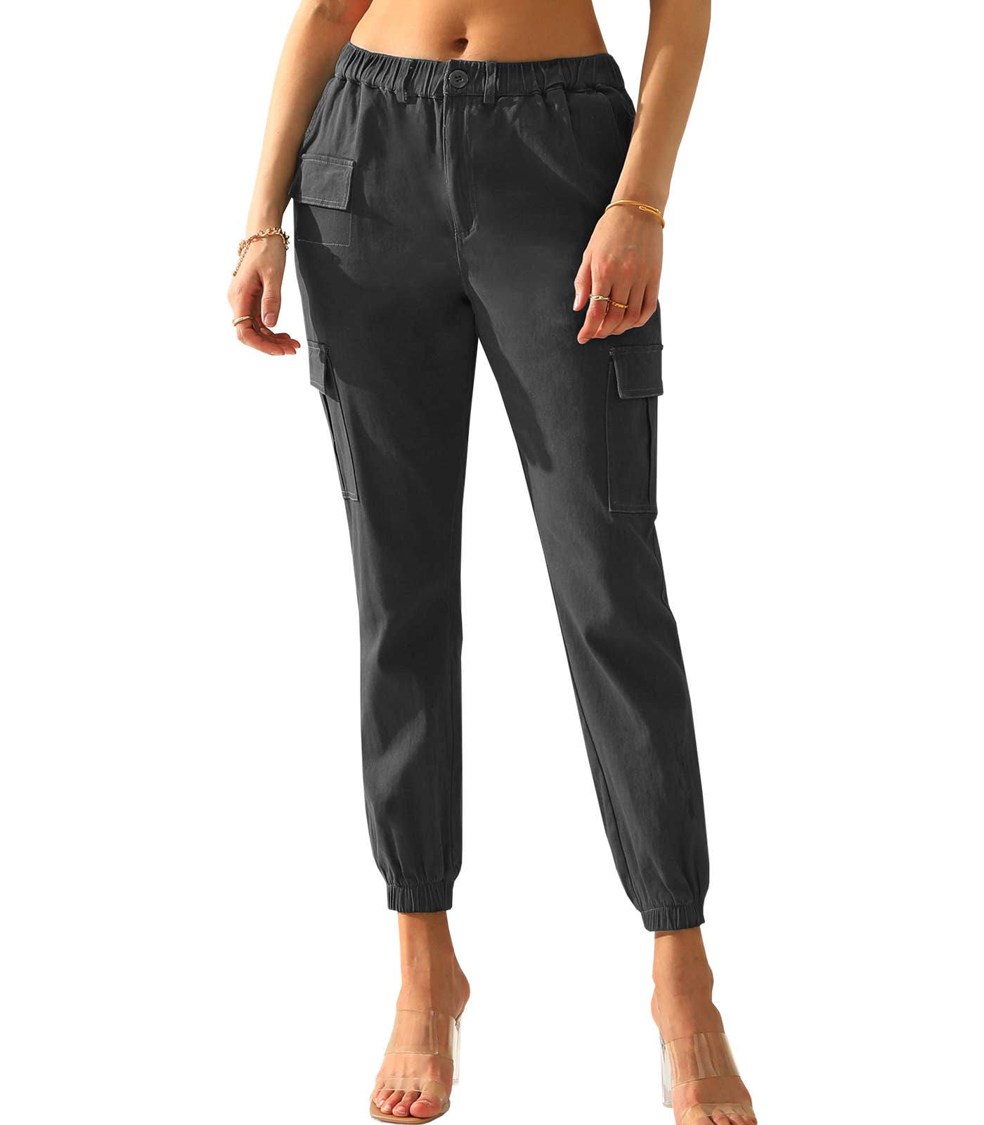 CWBLP400_Elastic Waist Cargo Pants Cotton Cargo Work Pants