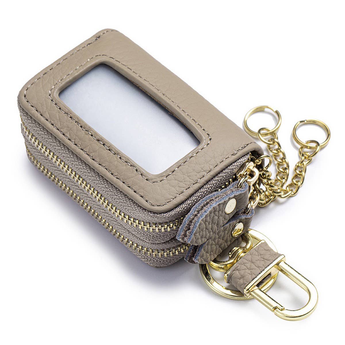 Women¡¯s Leather Key Pouch ? Double Zipper Bag_CUAB00385