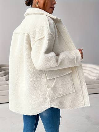 Lambskin warm long-sleeved loose button coat