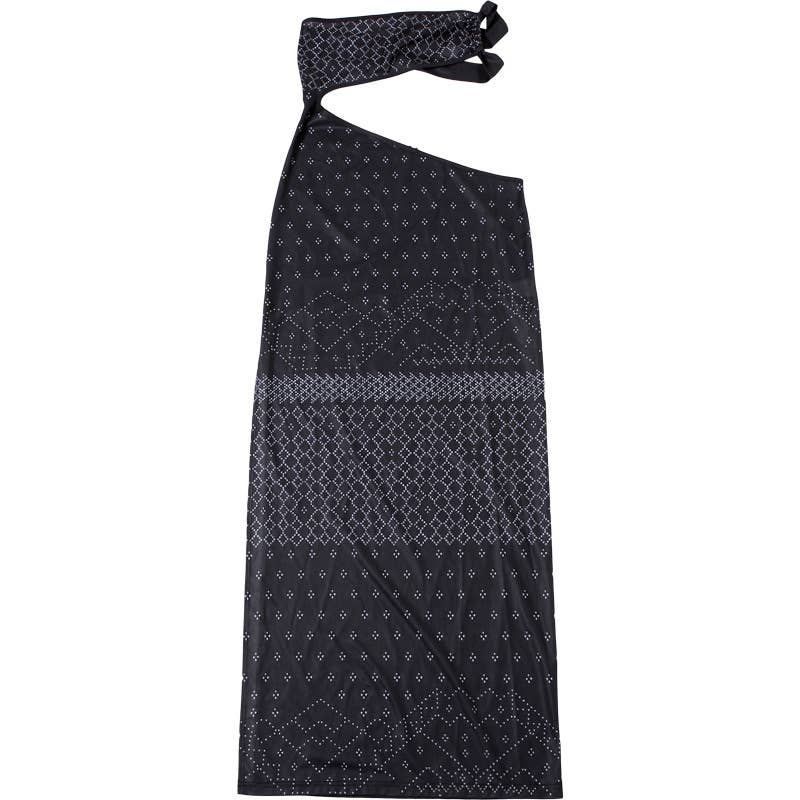 sexy button-neck high-slit hip-hugging dress