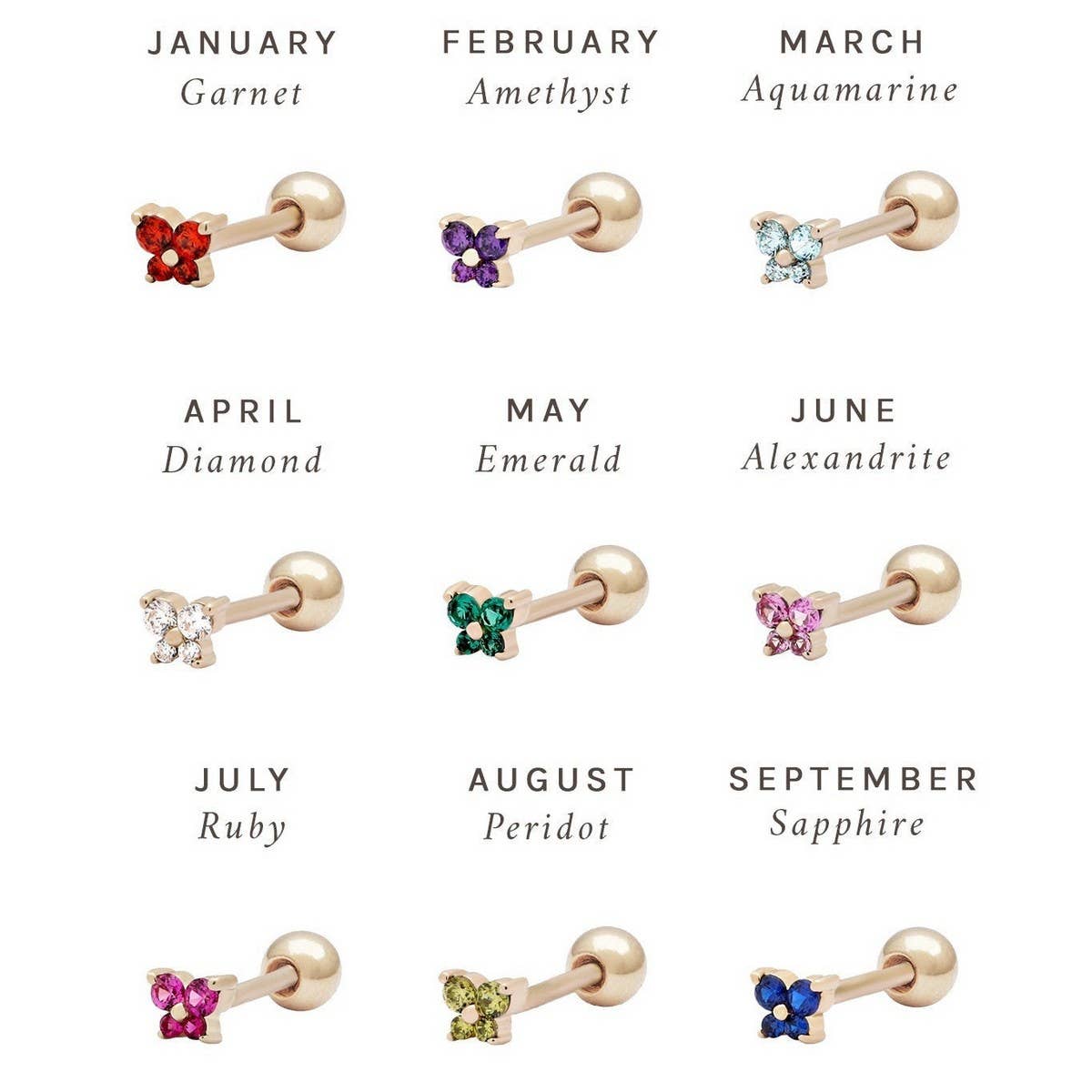 December Birthstone Butterfly Stud Cuff Earrings