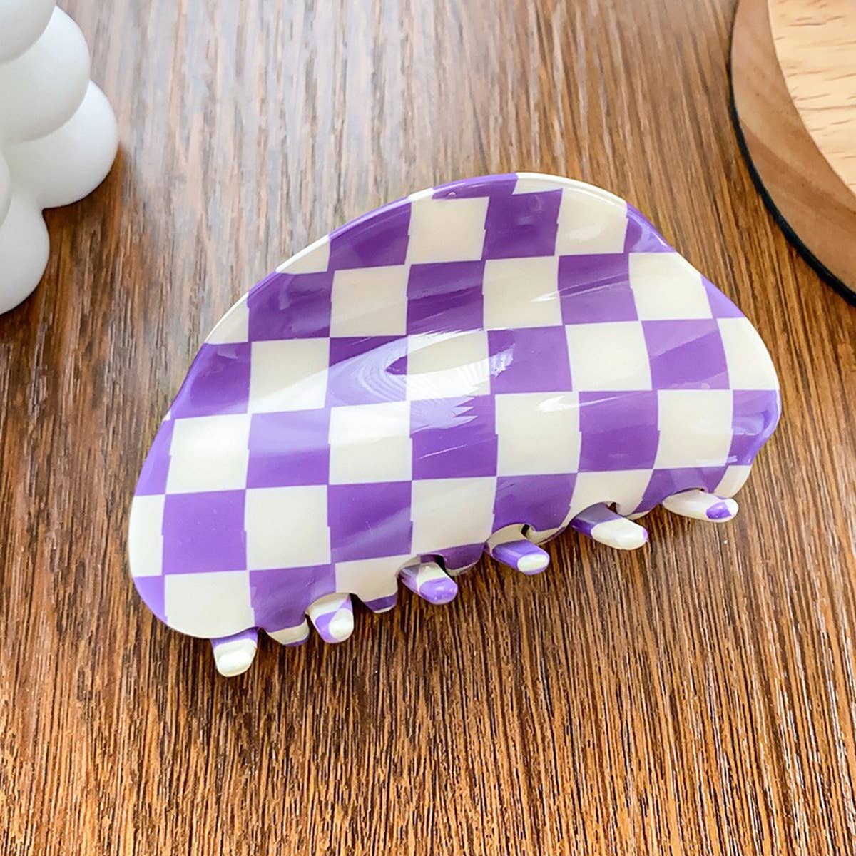 3.23"CHECKERED HAIR CLAW CLIP_CWAHA0313