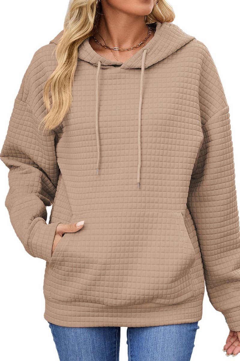 CWOHOL00659_CASUAL POCKET DRAWSTRING LONG SLEEVE HOODIE