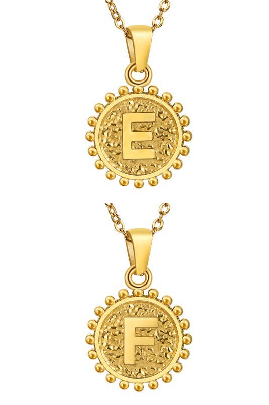ROUND ALPHABET INITIAL PENDANT NECKLACE