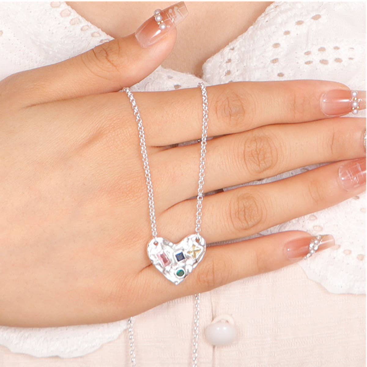 PEARL ZIRCON TITANIUM STEEL NECKLACE