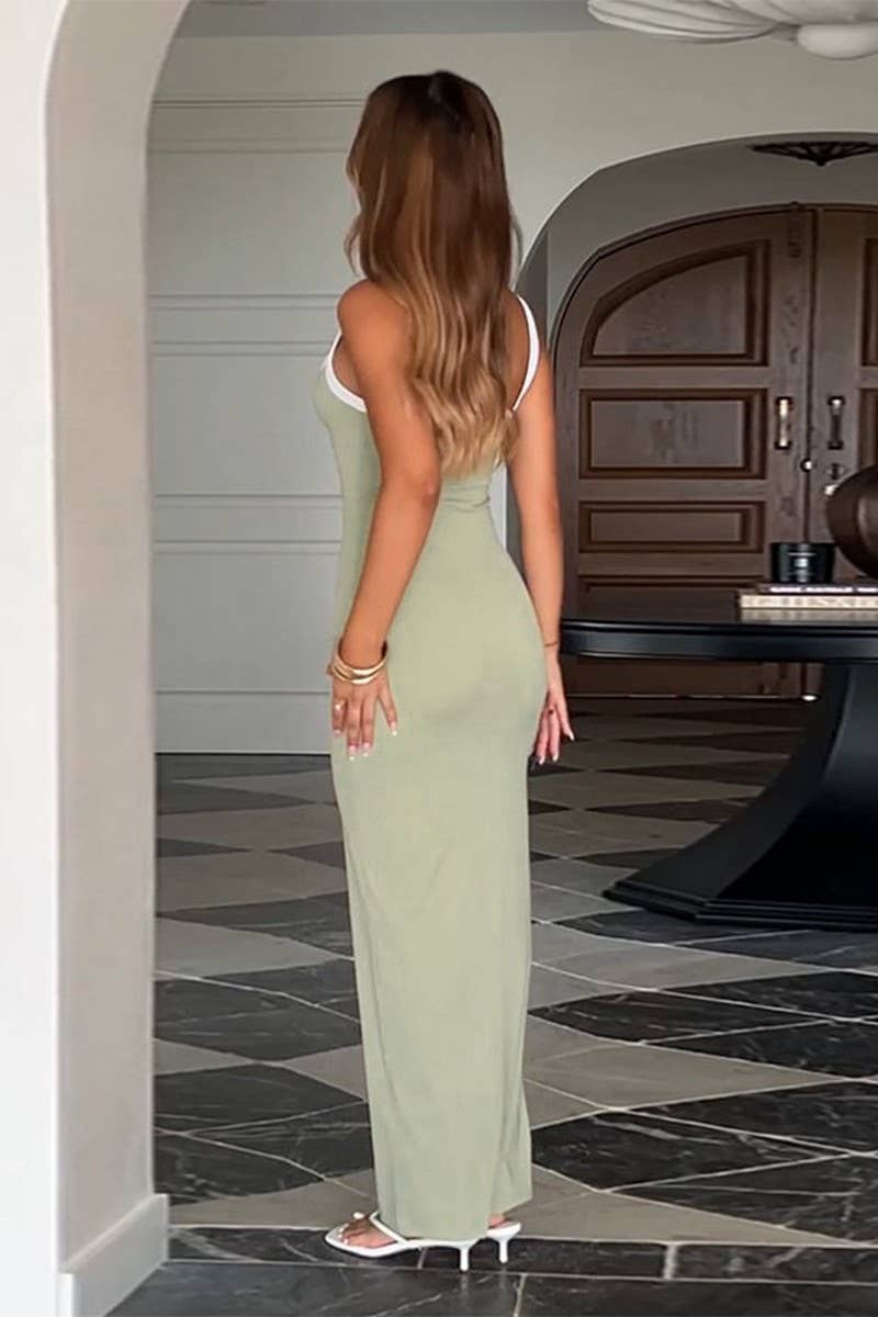 CWDMD5072_COLORBLOCK KNIT BACKLESS BODYCON MAXI DRESS