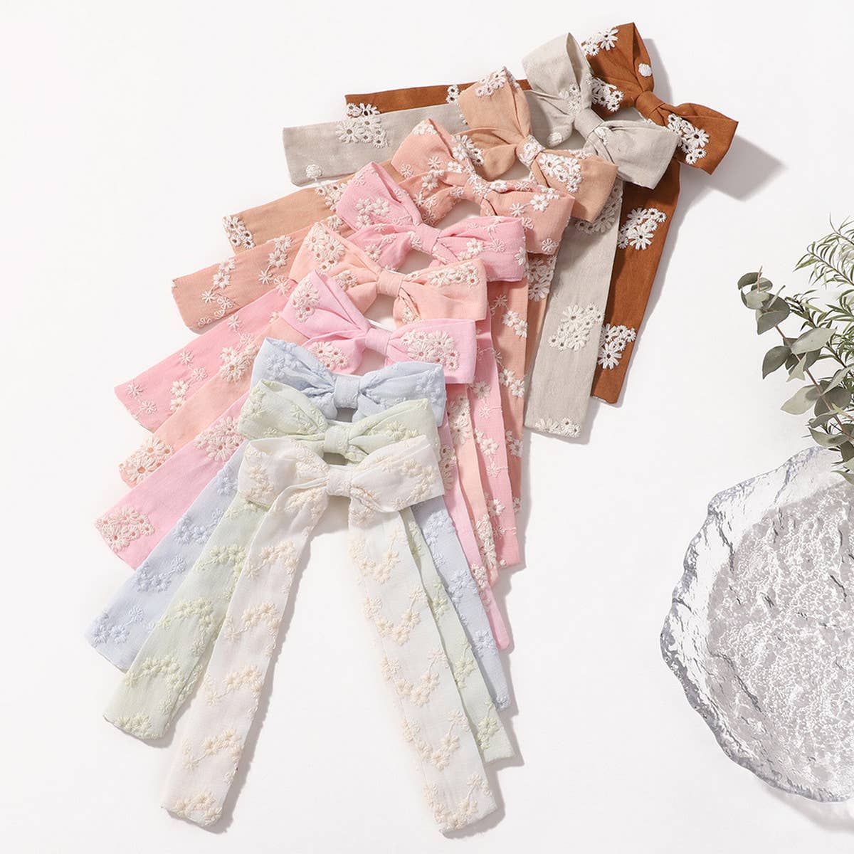 CHILDREN'S RIBBON BOW EMBROIDERED HAIRPIN