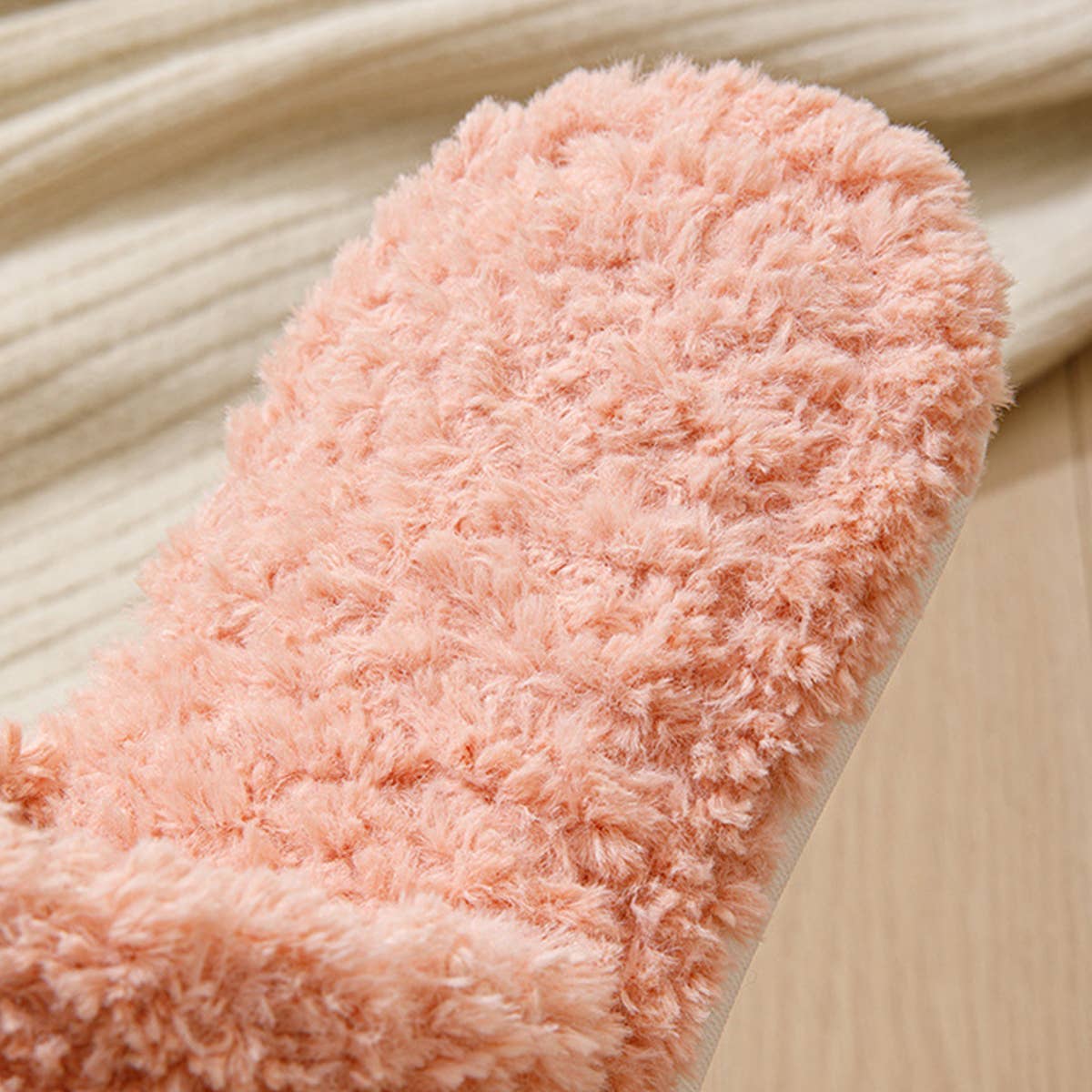HOME SOLID COLOR CURLY COTTON SLIPPERS