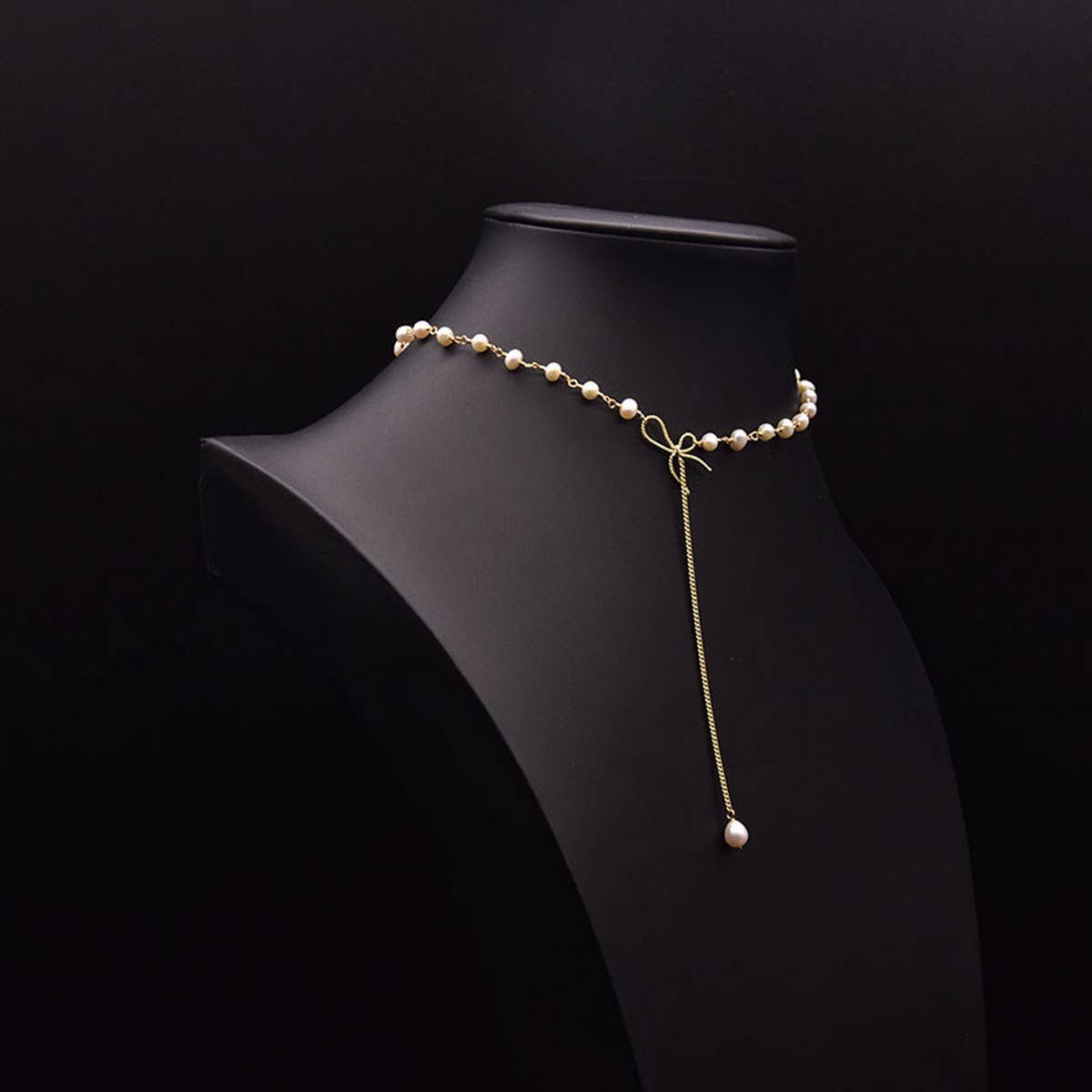 SIMPLE AND ELEGANT HIGH-END BOW PEARL NECKLACE