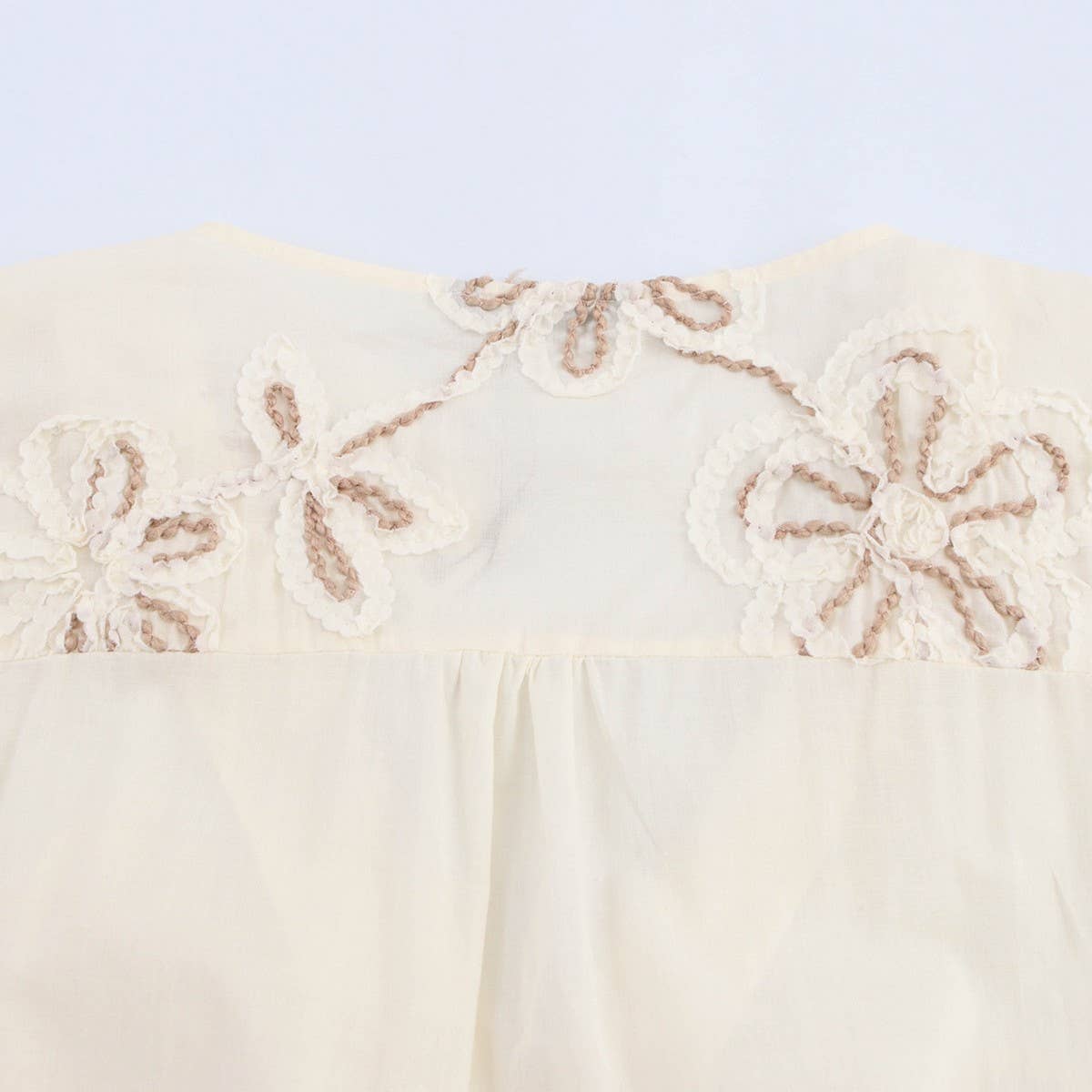 Floral Embroidery MiniDress with Drawstring Cutout