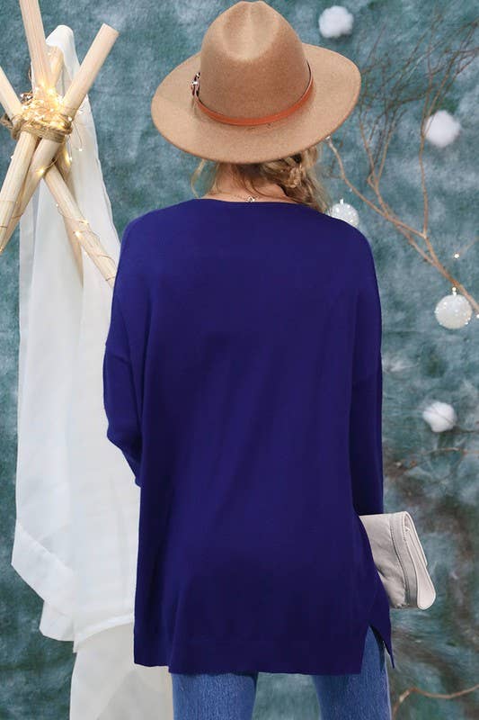 CWOSWL061_LOOSE FIT WITH POCKET SWEATER CARDIGAN