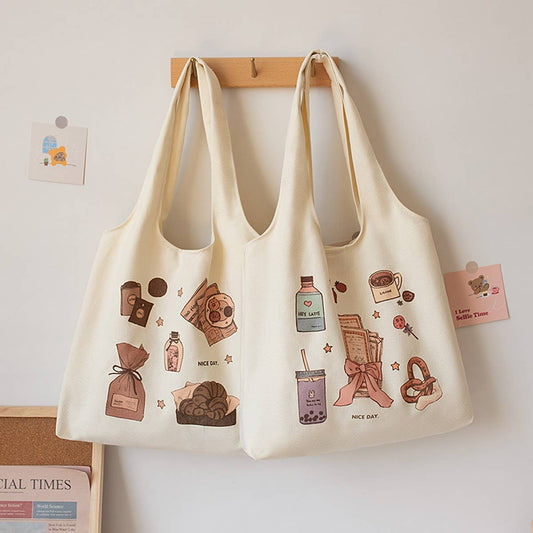 Literary Style Canvas Tote Bag for Women, Large_CWAB5654