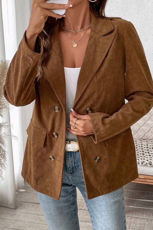 CWOCO1155_AUTUMN AND WINTER SOLID COLOR CORDUROY SUIT JACKET