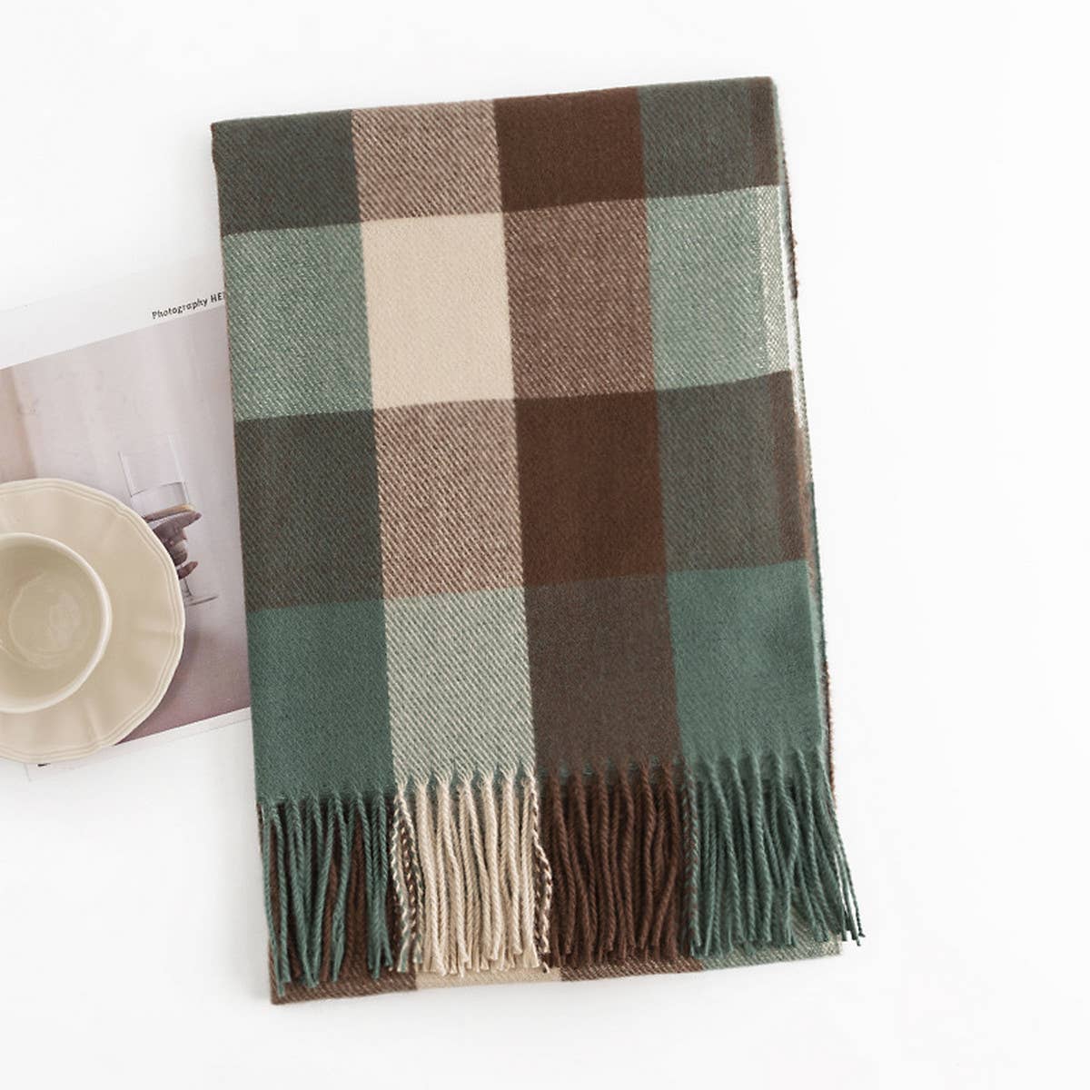 Melange Plaid Scarf ? Soft Faux Cashmere Fall Wrap