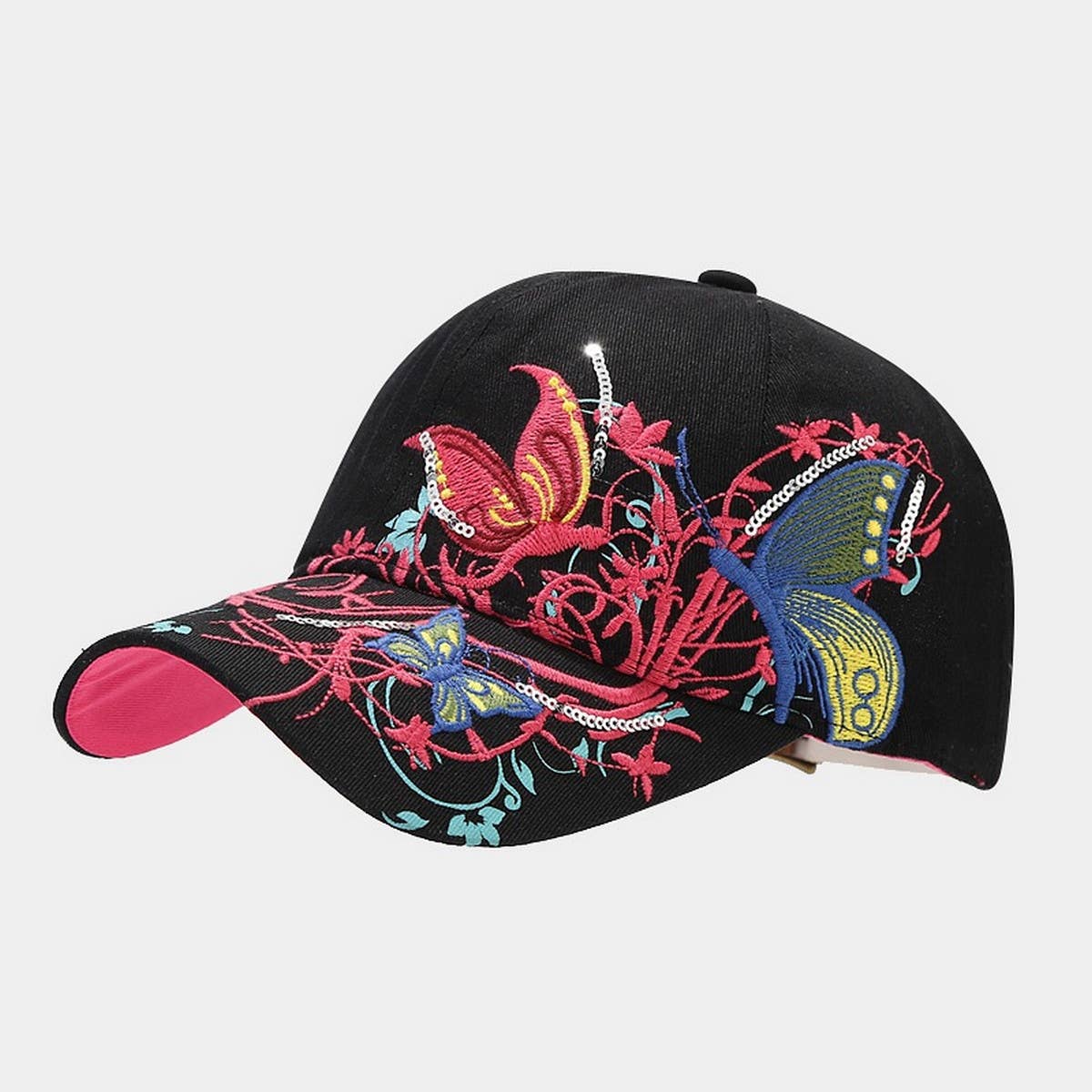 Butterfly Embroidery Baseball Cap, Women??¢s Sun Hat CWAH1648