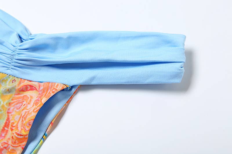 Three-piece set of printed top skirt underpants