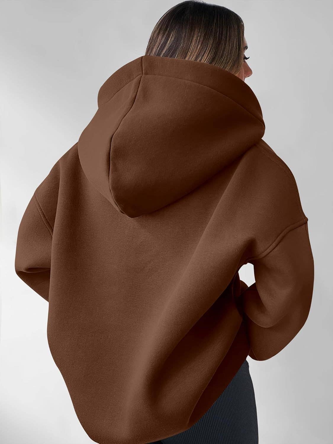 SOLID COLOR LONG SLEEVE LOOSE HOODED SWEATSHIRT