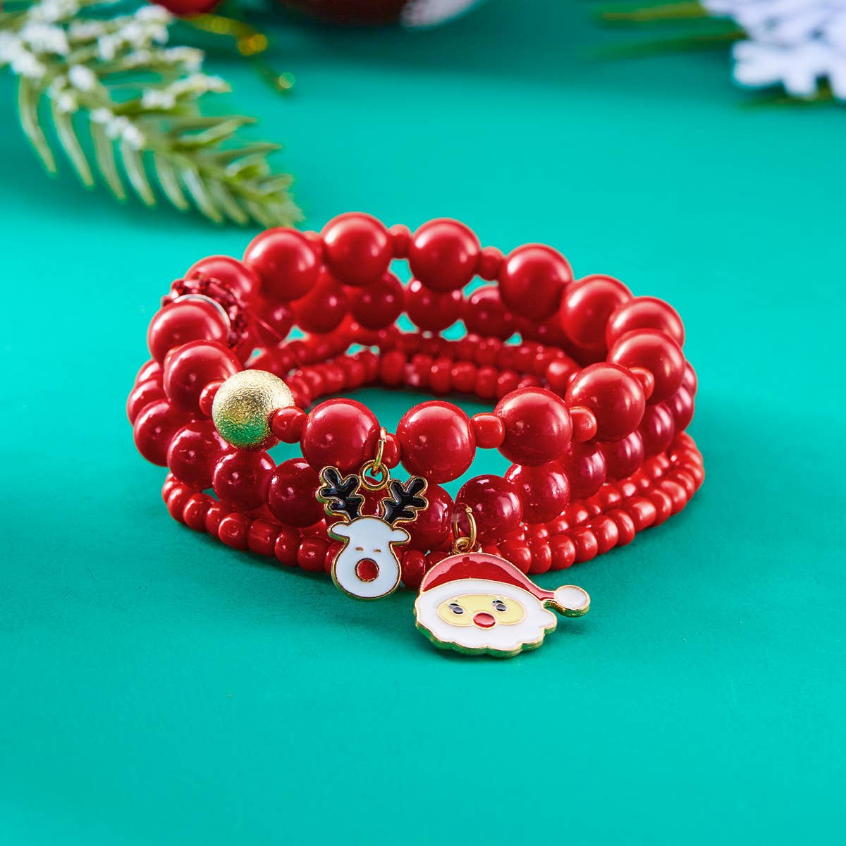 COLORFUL DIAMOND-STUDDED SNOWFLAKE ELASTIC BEADS