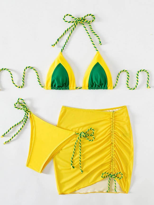Fluorescent Bikini Set - Sexy Color Block Swimsuit