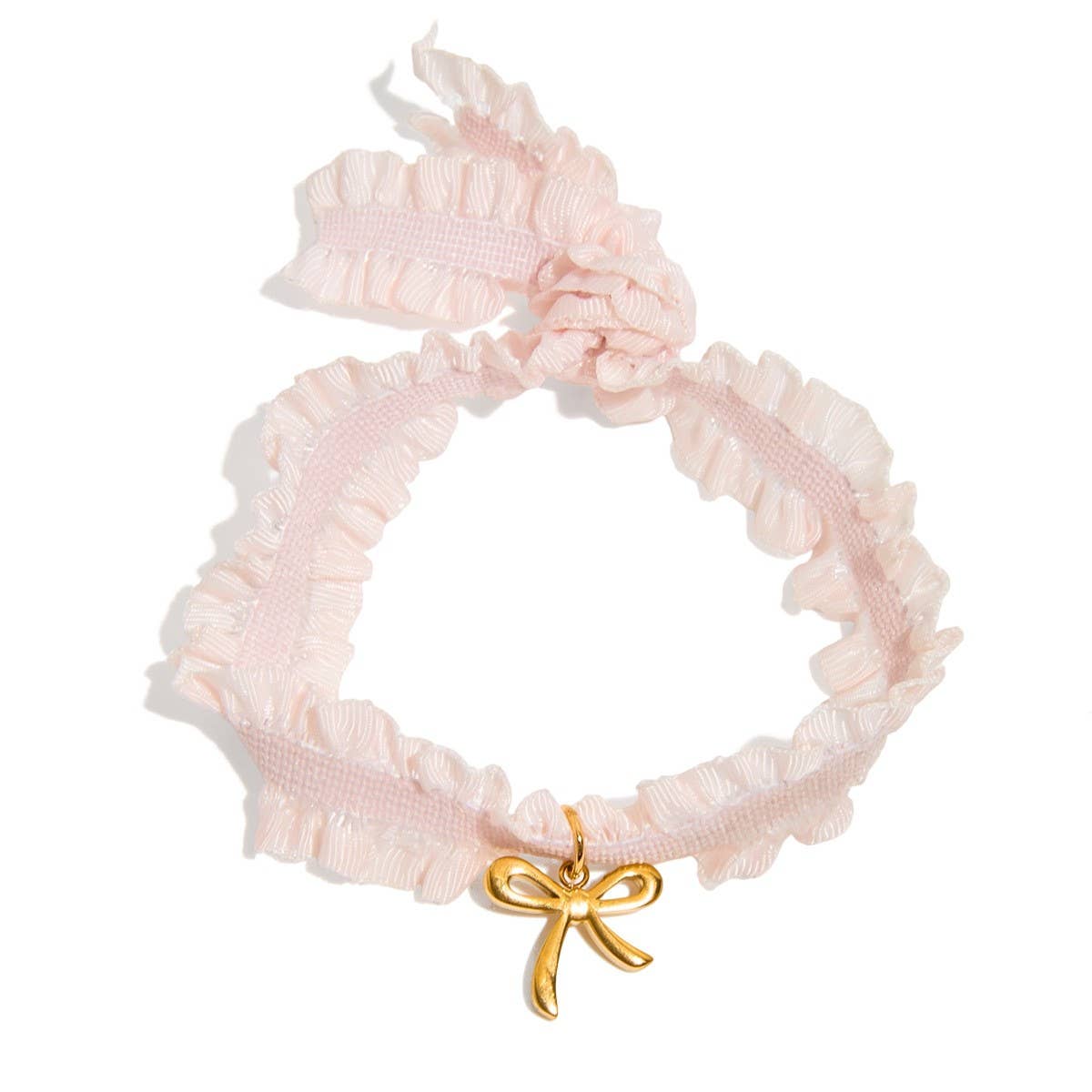 Sweet 18K Gold Pink Lace Bow Pendant Bracelet