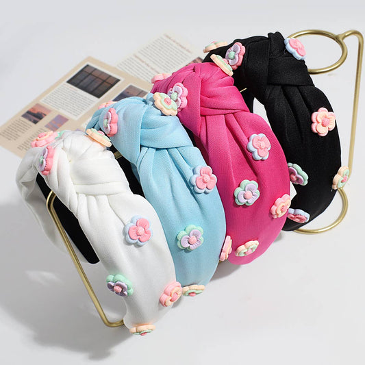 FRESH FLOWER WIDE KNOTTED HEADBAND