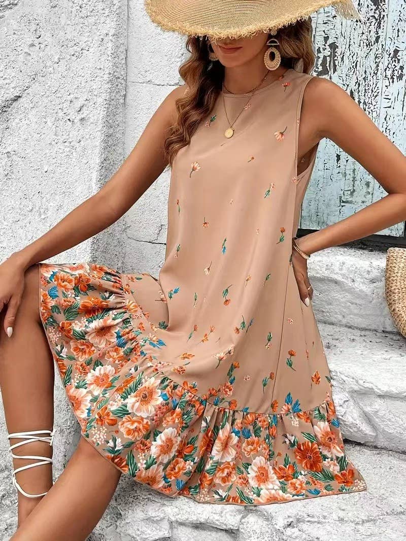 Loose and versatile short-sleeved short dress