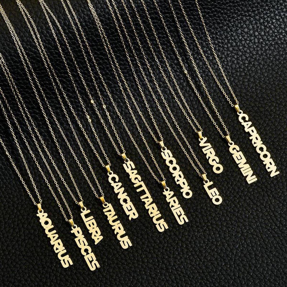 CLAVICLE CHAIN TWELVE ZODIAC TITANIUM NECKLACE