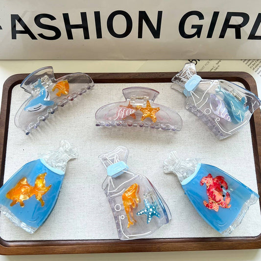 Minimal Clear Bag Starfish Claw Clip ? Ocean Vibes