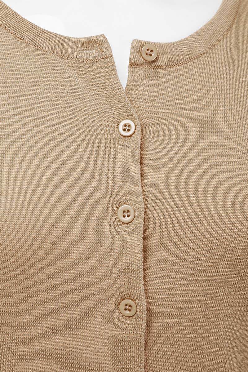 AWOCAL310_Button Down Soft Knit Long Sleeve Cardigan Sweater