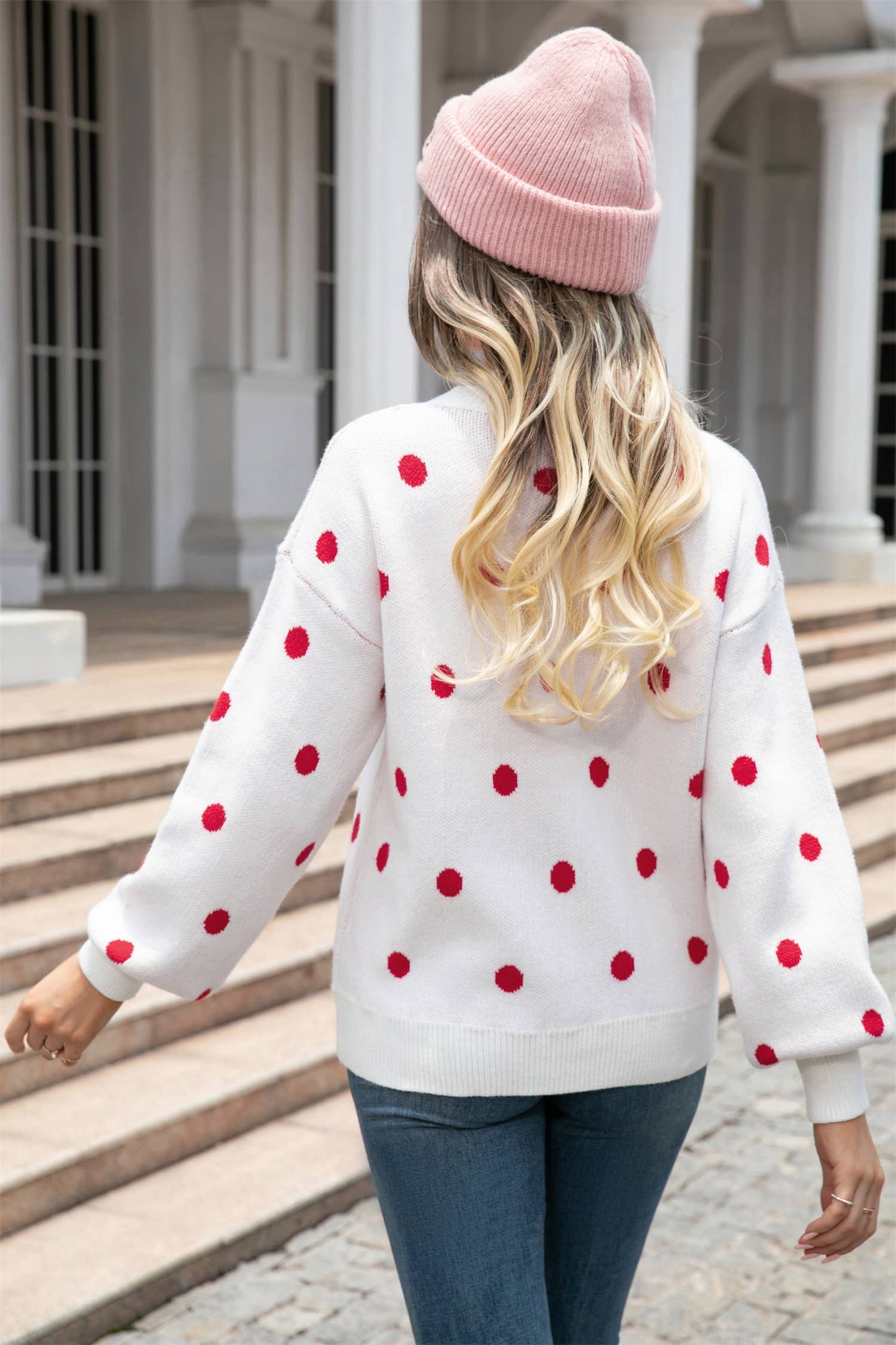 SWEATER KNIT SWEATER POLKA DOT PULLOVER SWEATER