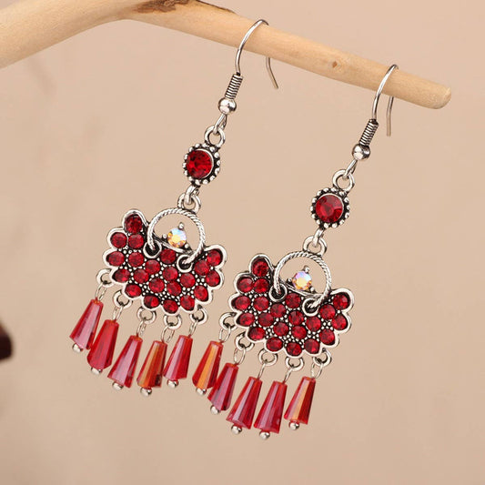 HIGH-END ALL-MATCH CRYSTAL TASSEL RETRO EARRINGS