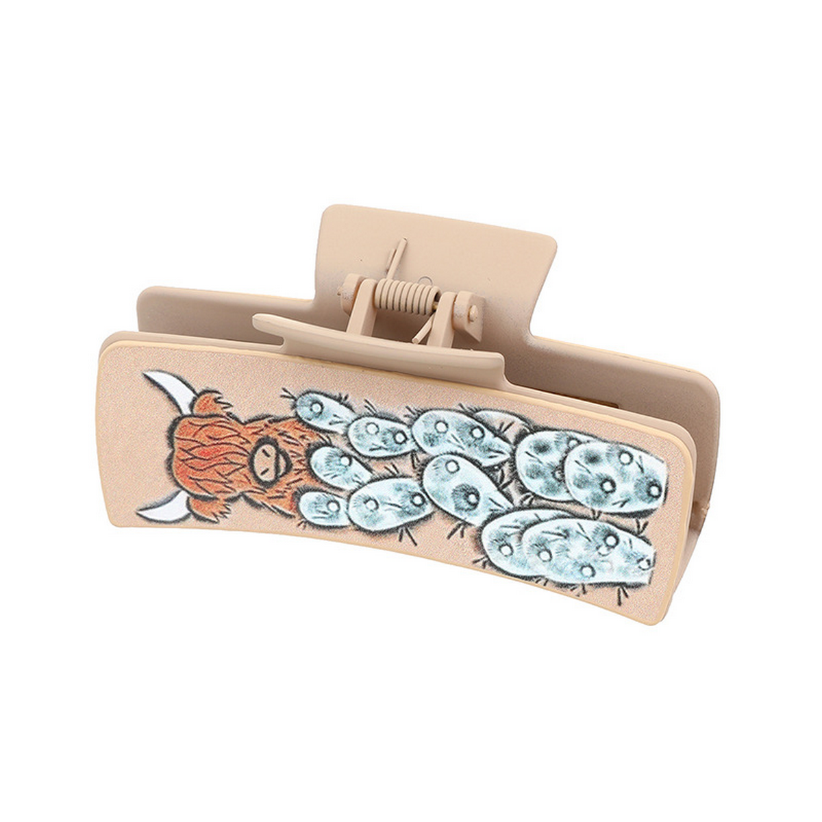 Western Bull Head Hair Claw - Cactus Leather Clip