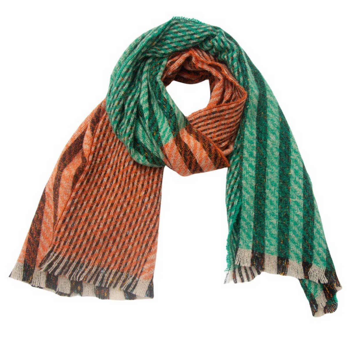Striped Jacquard Scarf ??Unisex Winter Shawl_CWASC0866