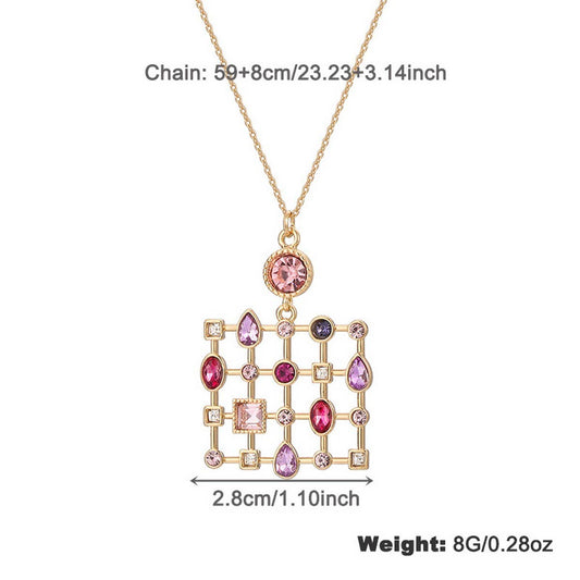 WOMEN'S FASHION COLORED RHINESTONE NECKLACE