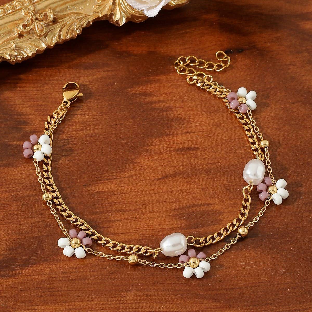CRYSTAL PETALS 18K GOLD PLATED BRACELET