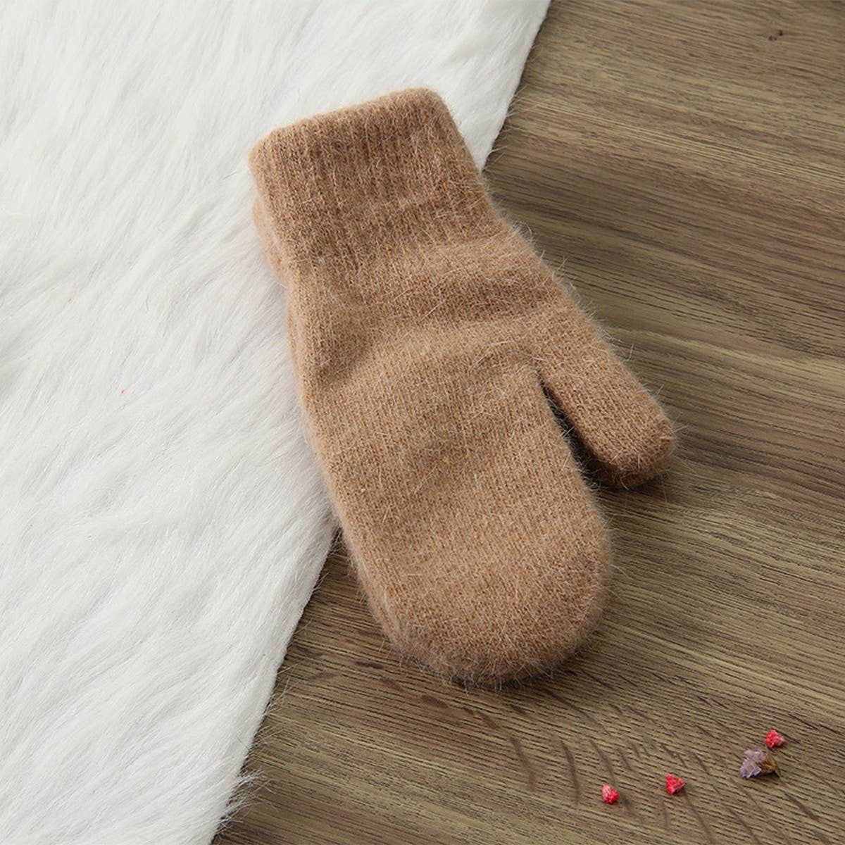 WOMEN'S SOLID COLOR RABBIT FUR FULL FINGER GLOVES_CWAG00592