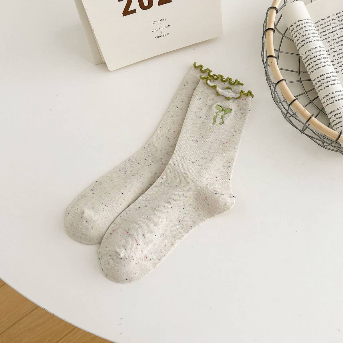 Ruffle Bows Embroidered Socks For Women