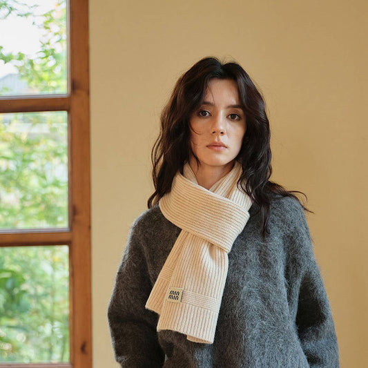 100% Wool Knitted Striped Scarf ??Soft & Warm_CWASC2305