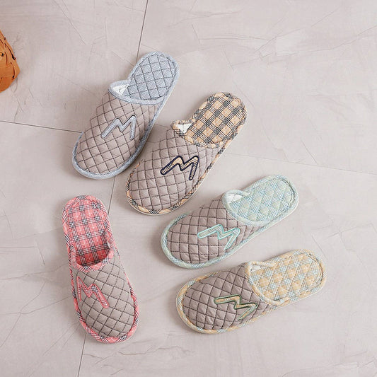 Thick Cotton PVC Sole Silent Couple Slippers