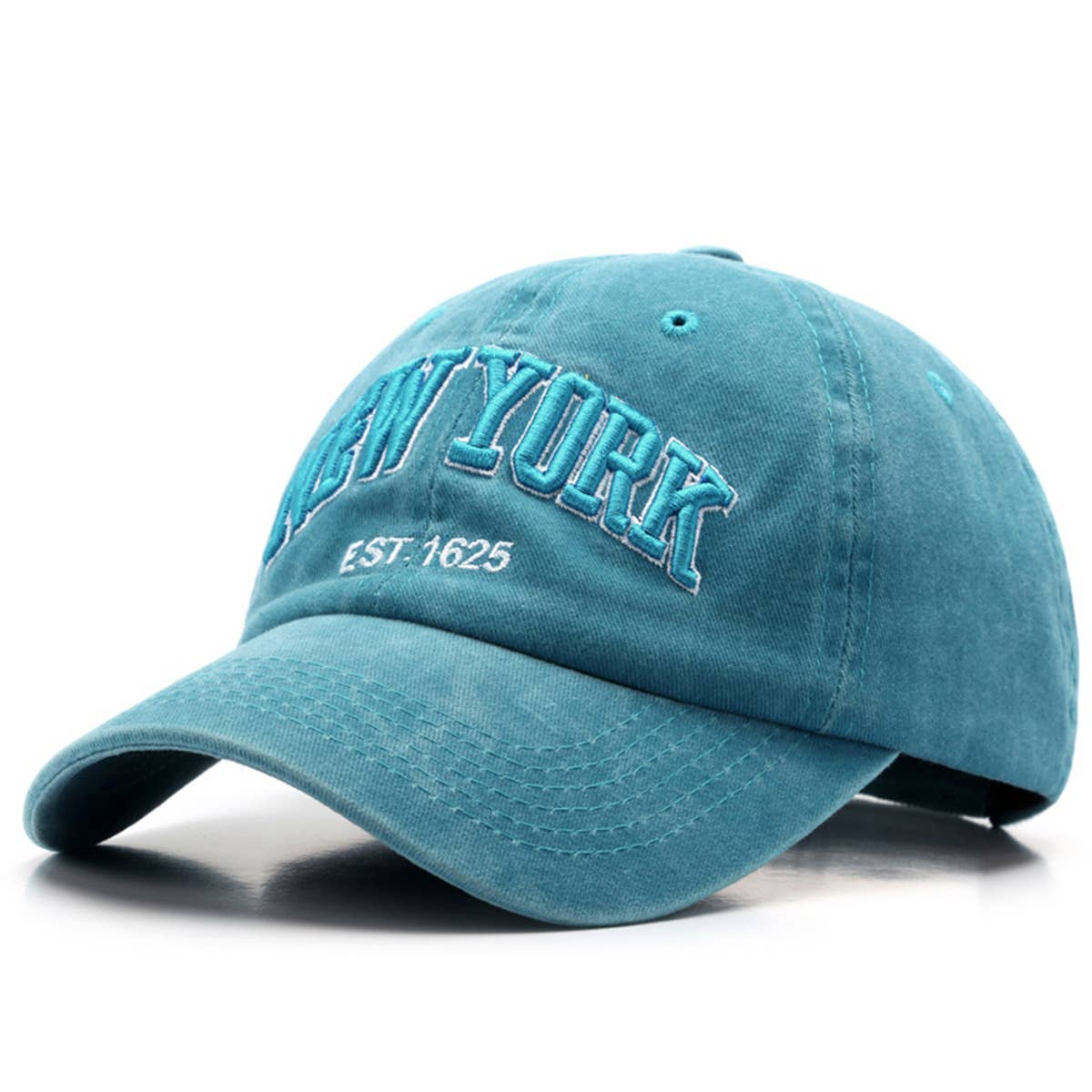 Vintage Washed NY Embroidered Denim Cap_CWAH1266