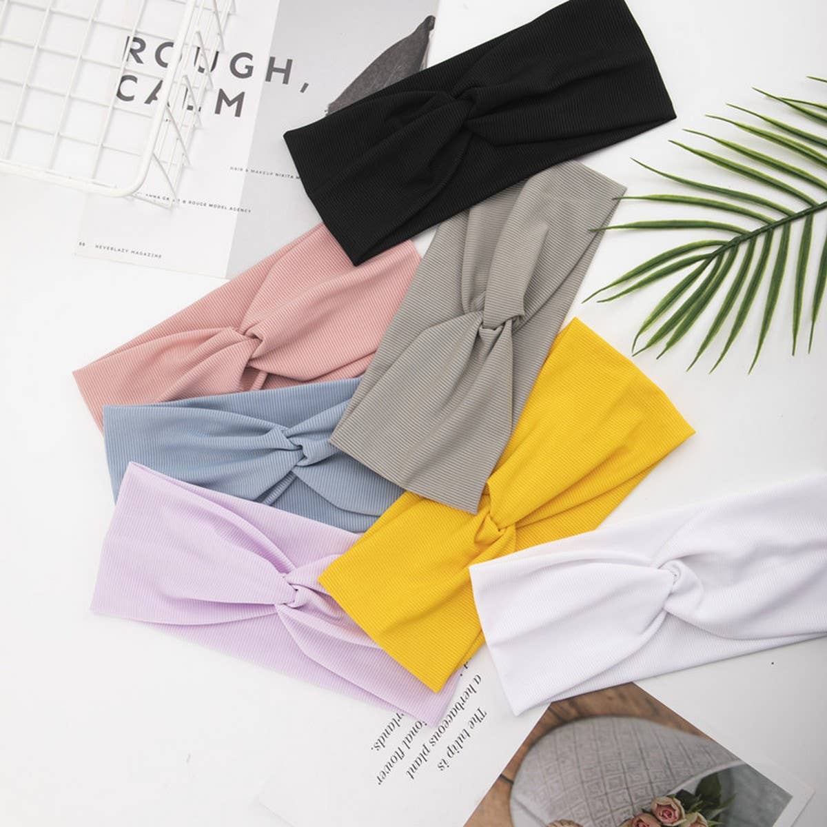 CWAHA6418_WIDE KNOTTED CROSS-SPORT ELASTIC HEADBAND