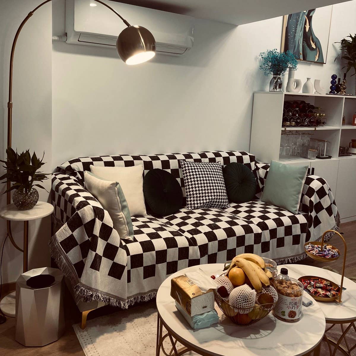 MODERN SIMPLE CHESSBOARD SOFA THROW