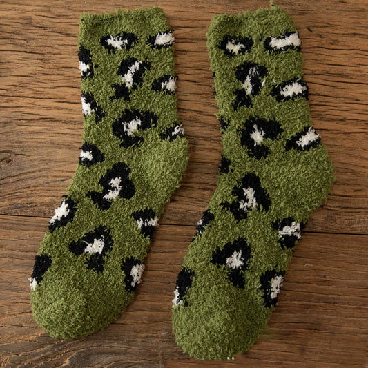 HOME WARM PADDED LEOPARD SOCKS
