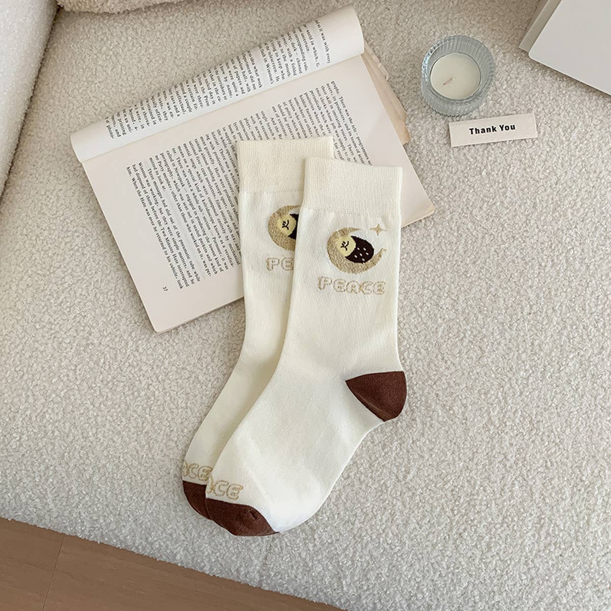 WOMEN BROWN CASUAL PLAID SOCKS