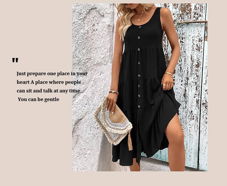 Sleeveless split-stitching dress