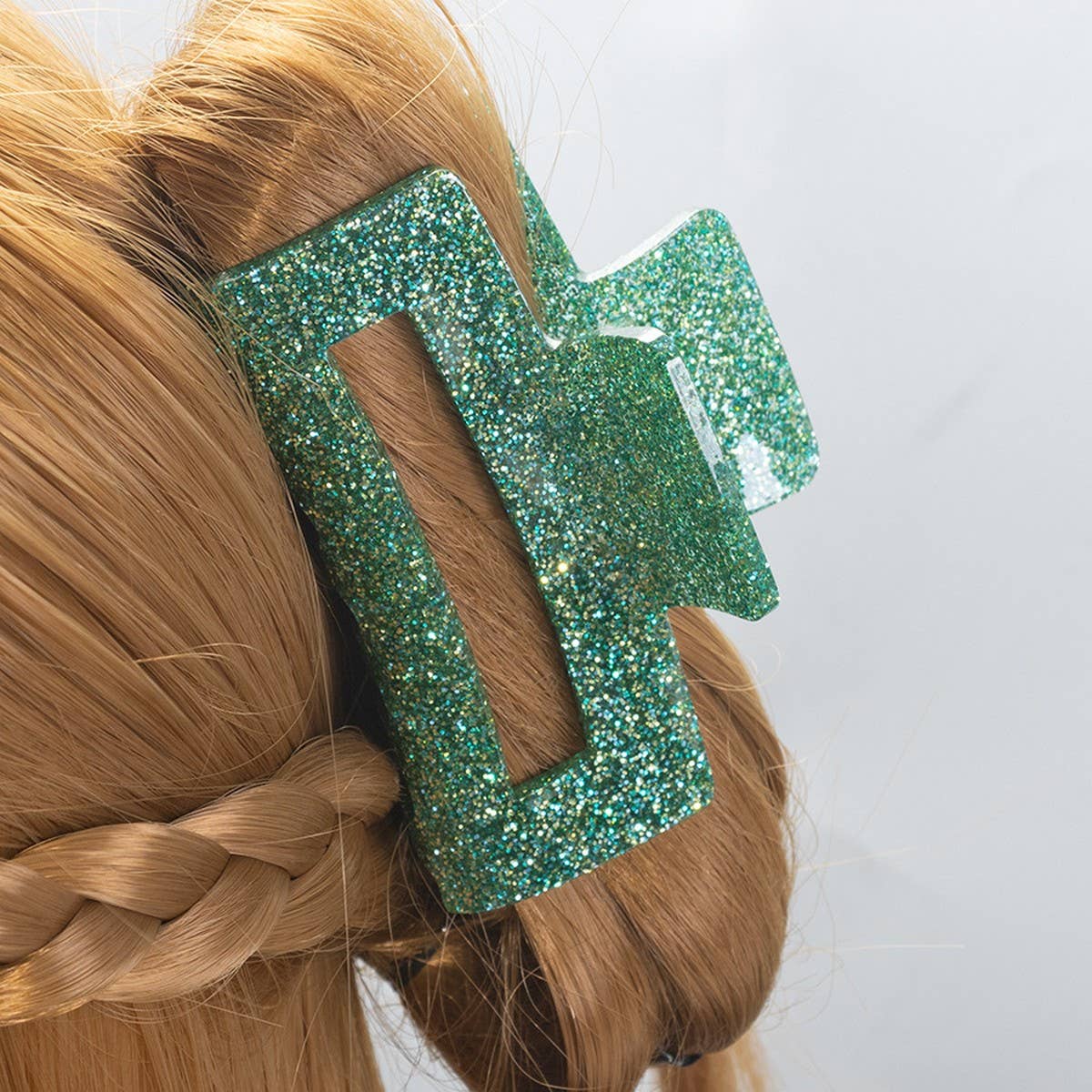 CWAHA1437_GLITTER POWDER RECTANGLE GENTLE HAIR CLAW CLIP