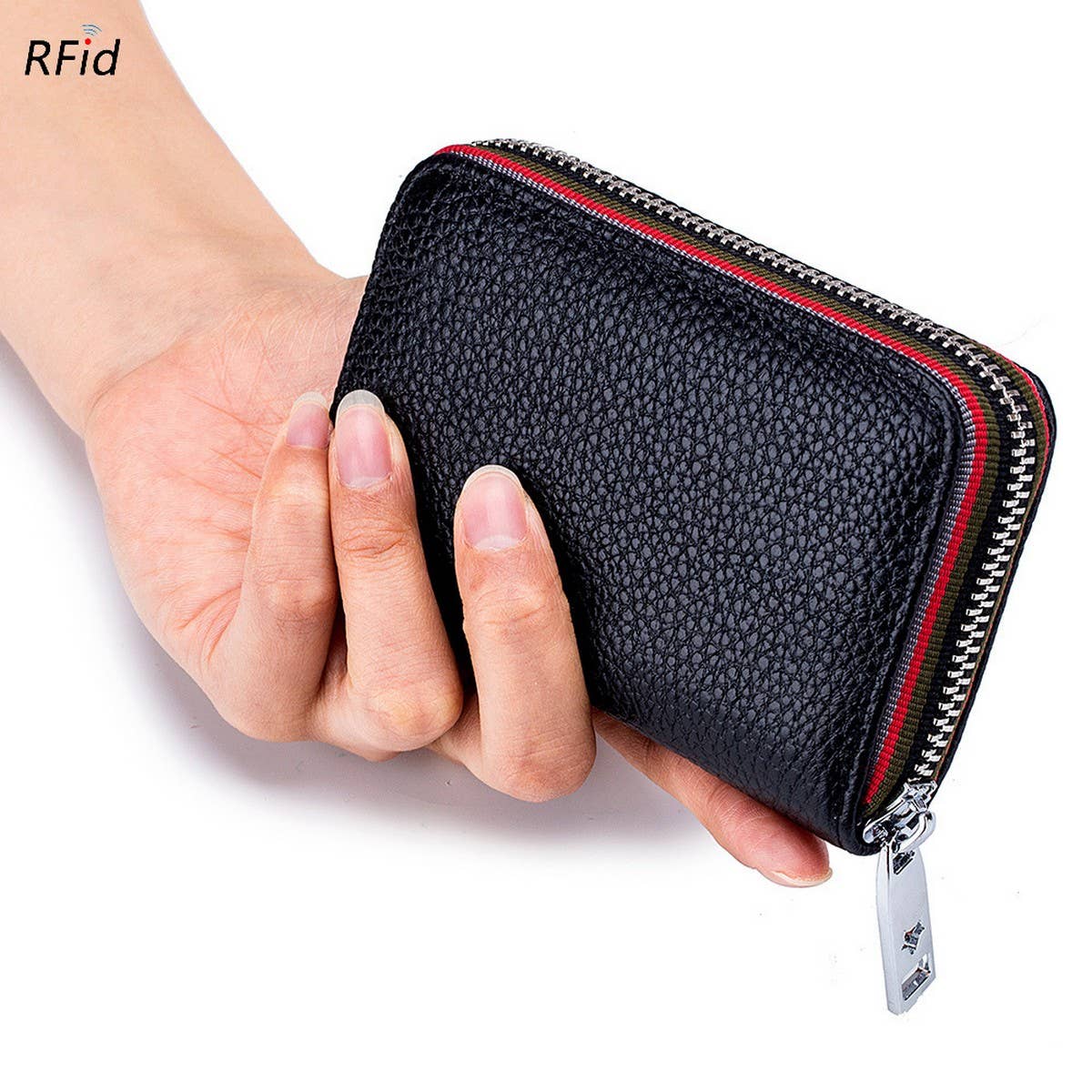 TOP LAYER COWHIDE ZIPPER GENUINE LEATHE CARD HOLDER_CWAB3835