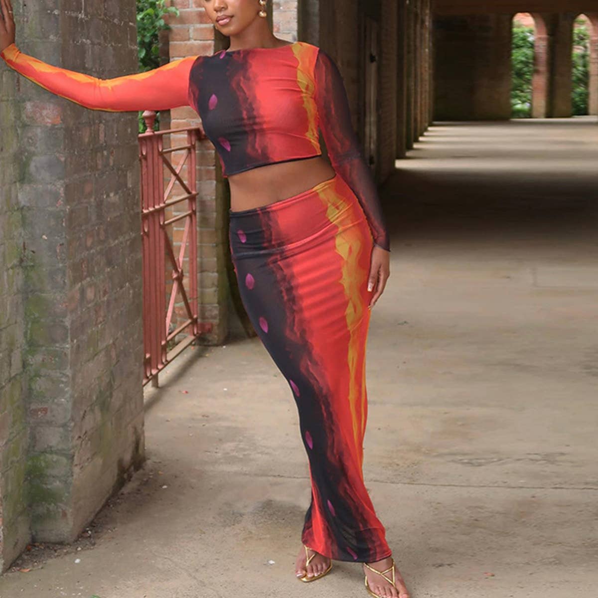 Jumper long sleeve T-shirt skirt two-piece set