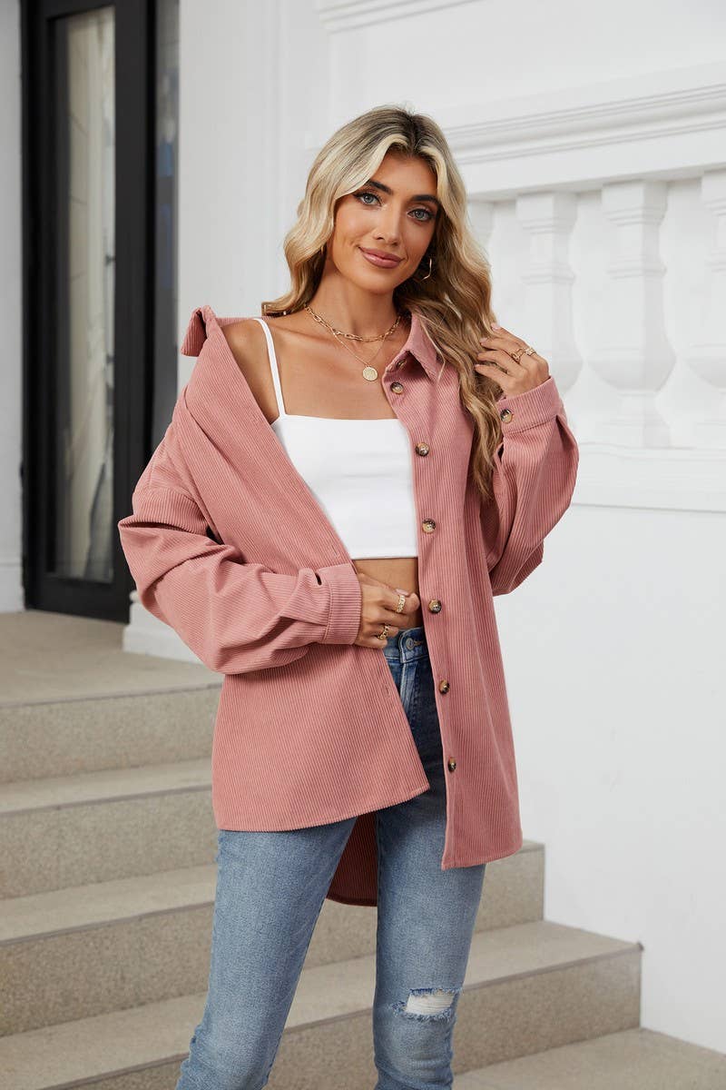 CWOCO0501_LAPEL SOLID COLOR BUTTON LONG SLEEVE SHIRT COAT